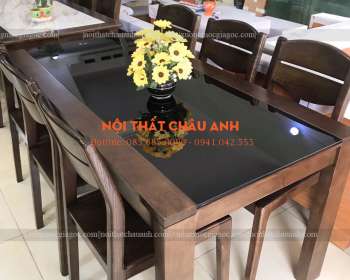 Bàn ăn 6 ghế sồi Nga BA002